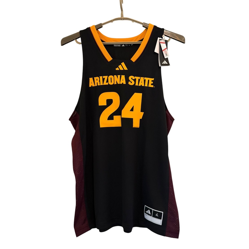 Adidas Arizona State Sun Devils Basketball Jersey XL Black Gold 24 IW8195‎ NEW